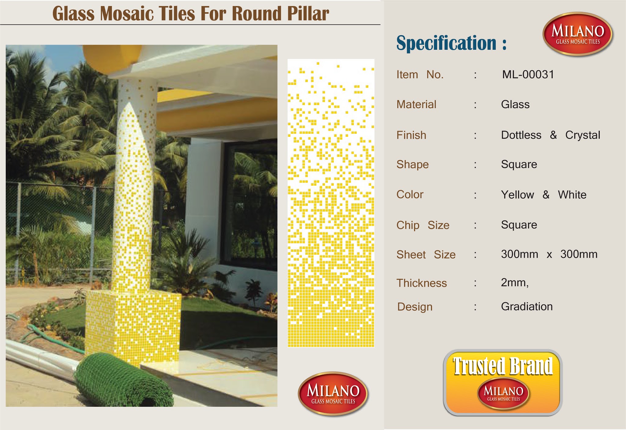 Pillar Tiles and Pillar Glass Mosaic Tiles