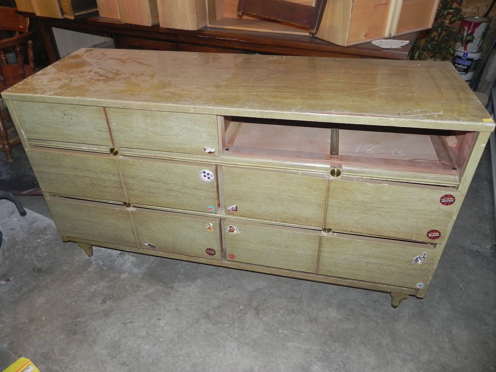 Capable Father Block Print Paper Dresser Makeover