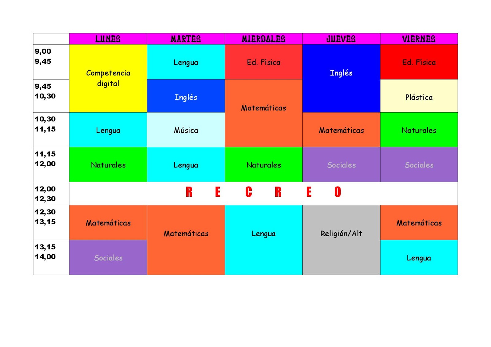LOS DIGITALES DE SEXTO C MI HORARIO ESCOLAR