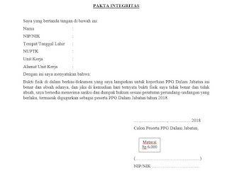 Pakta Integritas Ppg 2018 Format Word Docx