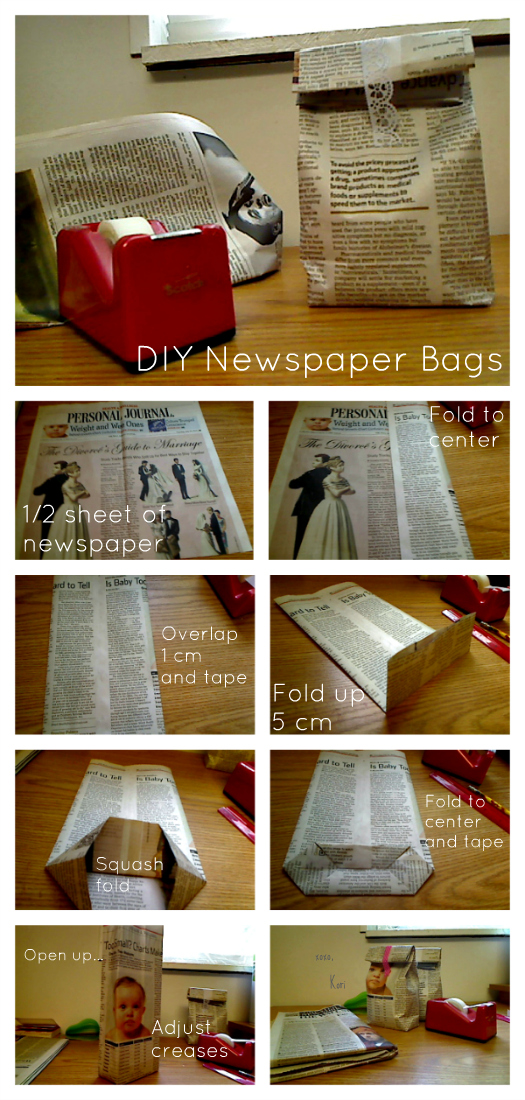 Novelty and Chevron DIY Newspaper Bags