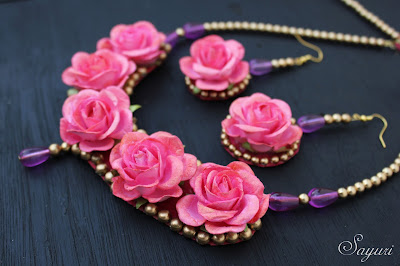 Coral Pink Paper rose jewelry