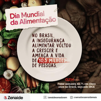 ZENAIDE MAIA NO DIA MUNDIAL DA ALIMENTAÇÃ DEFENDE A AMPLIAÇÃO E A CONTINUIDADE DOS PRAGRAMAS DE TRANSFERÊNCIA DE RENDA
