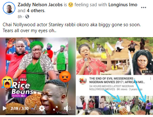 Nollywood actor, Stanley Okoro is dead