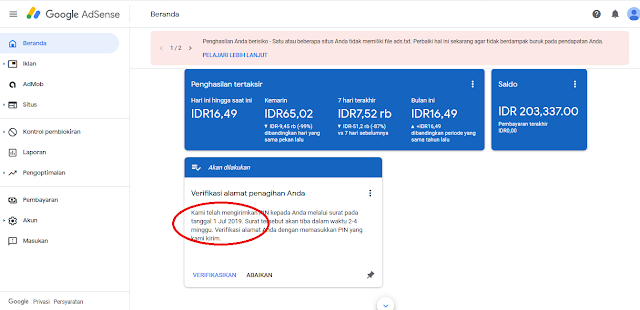 verifikasi pin google adense