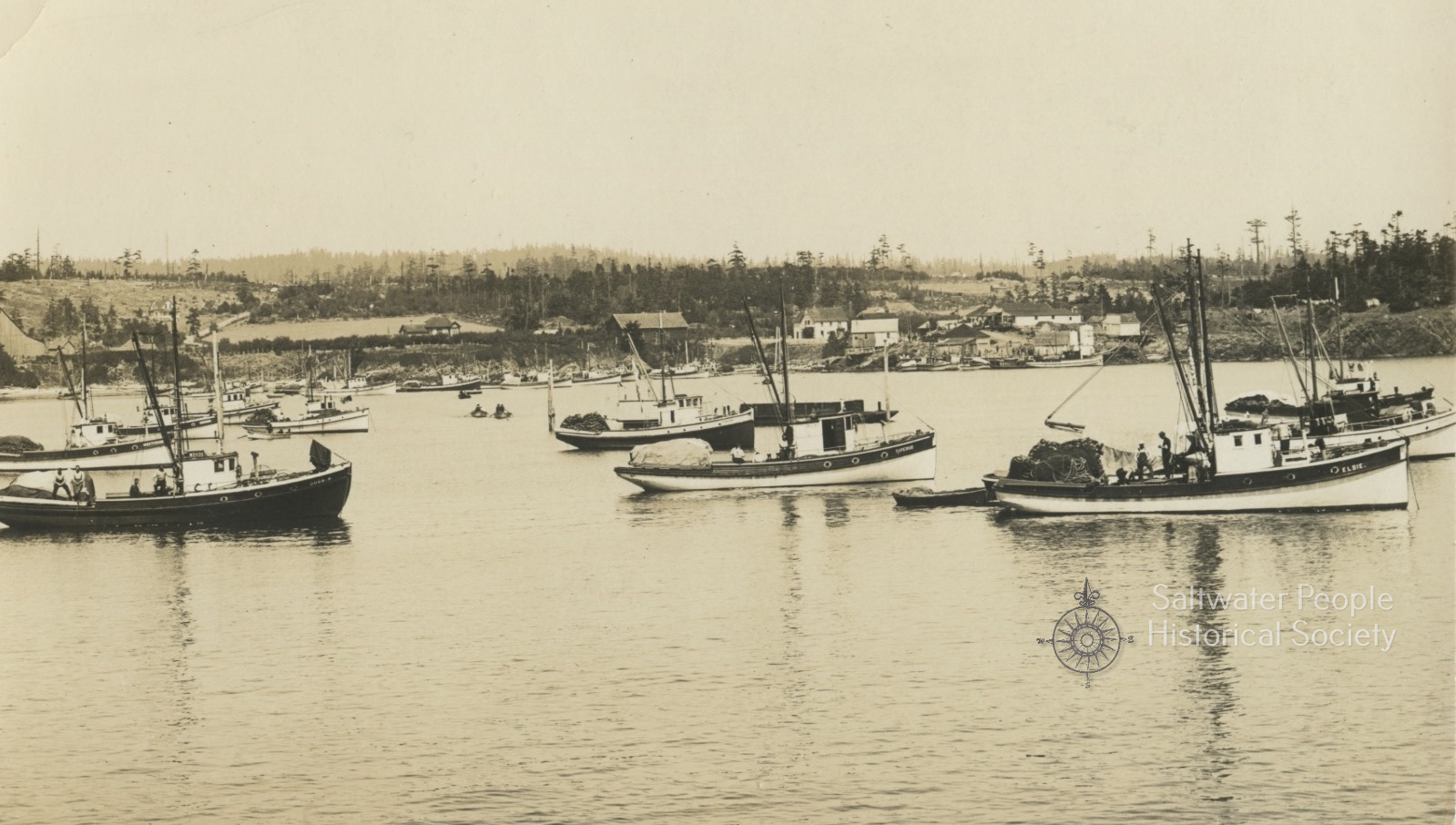 Saltwater People Log Early Fishing Harbor of Richardson, Lopez Island