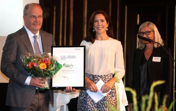 Crown Princess Mary of Denmark attended the award ceremony of the CSR Priser for social responsible entrepreneurship at the Exchange building