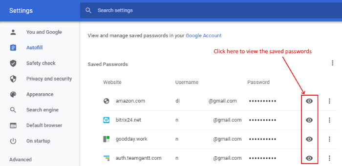 Visualizza le password salvate in Chrome