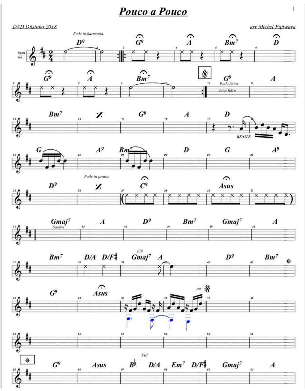 Partitura Pouco a Pouco Dilsinho