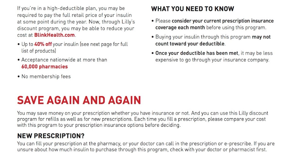Our Diabetic Life Eli Lilly insulin, 40 off retail.