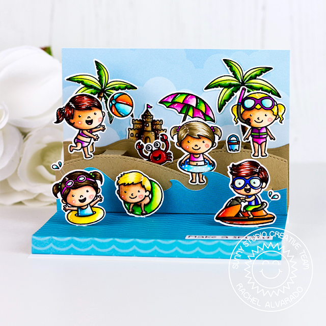 Sunny Studio Stamps: Coastal Cuties Beach Babies Catch A Wave Dies Summer Themed Interactive Cards by Lexa Levana and Rachel Alvarado