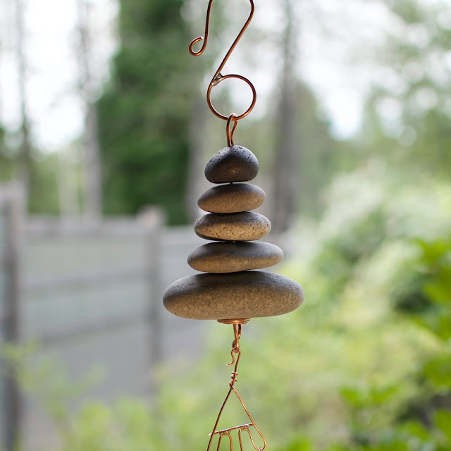 Zen natural Pacific beach stone wind chime by Coast Chimes
