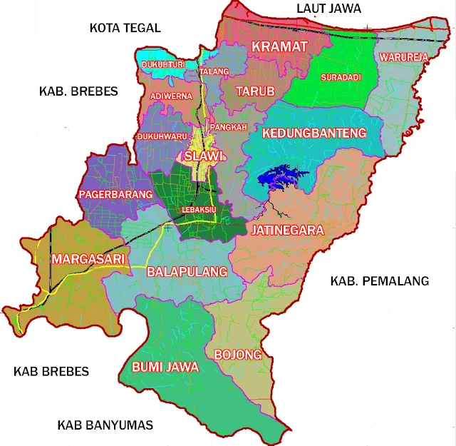 Gambar Peta Kecamatan Kabupaten Tegal
