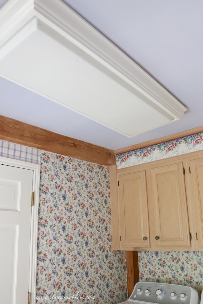 French Country Laundry One Room Challenge Wk 1 Before Fluorescent Ceiling Light