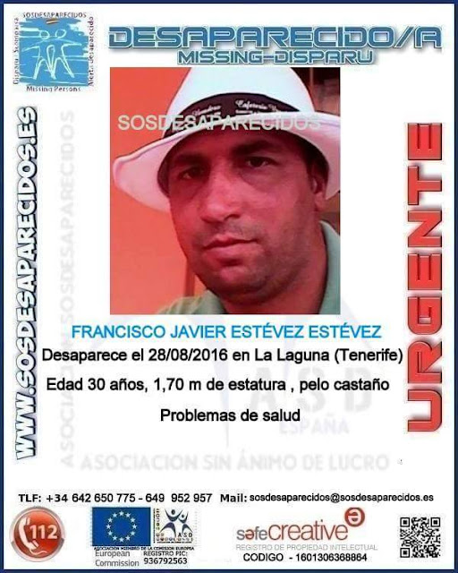 Francisco Javier Estévez Estévez, hombre de 30 años desaparecido en La Laguna, Tenerife Francisco Javier Estévez Estévez, hombre de 30 años desaparecido en La Laguna, Tenerife
