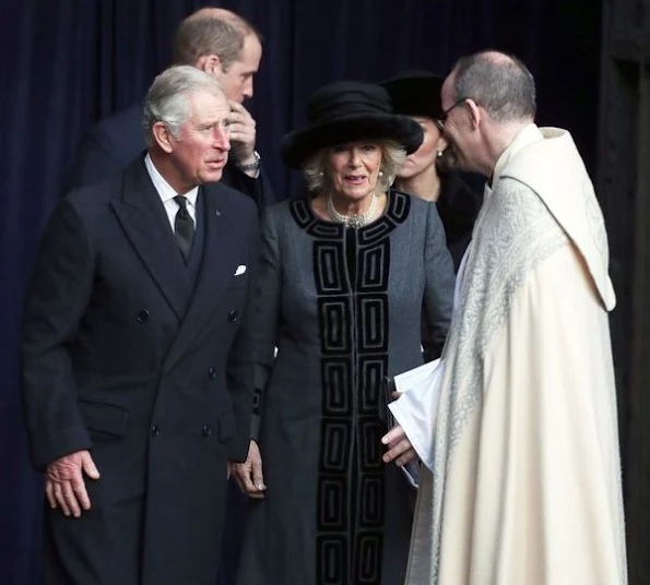 Kate Middleton wore the black Alexander McQueen coat, Gianvito Rossi pumps, Pretty Ballerinas Mascaro black velvet clutch