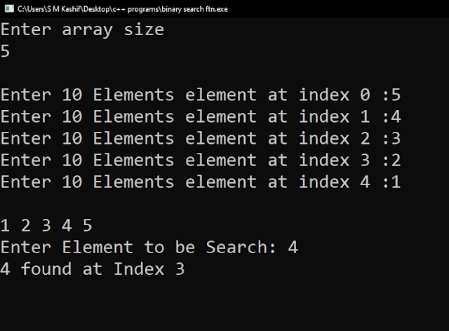 binary search program in c++