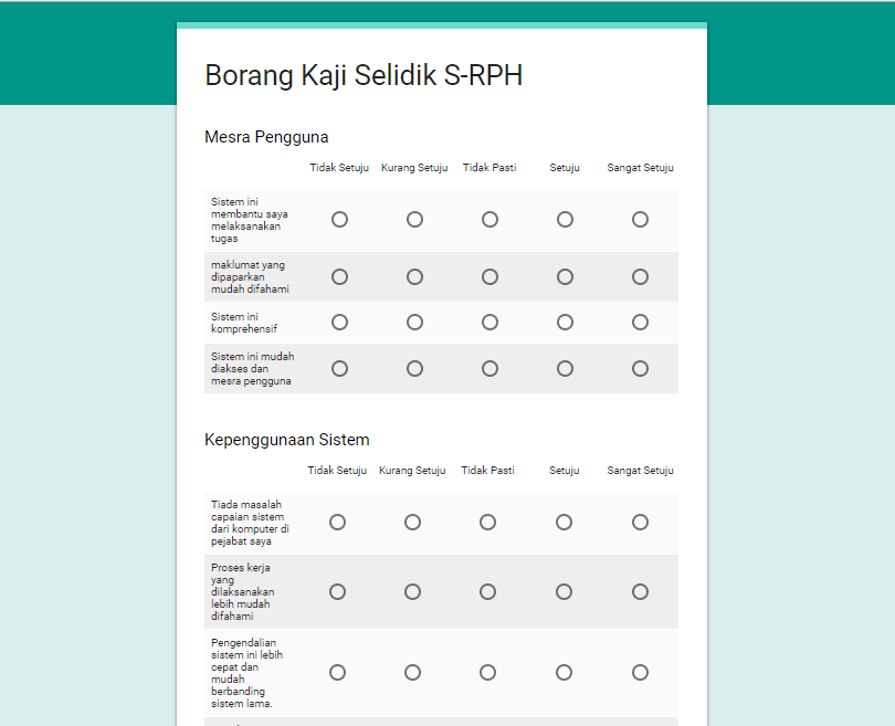 Borang Soal Selidik Google Form