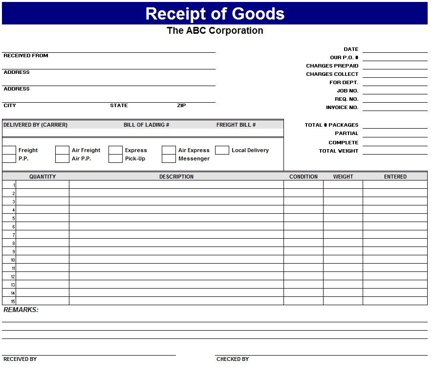 Goods Received Note Format In Excel Letter Template