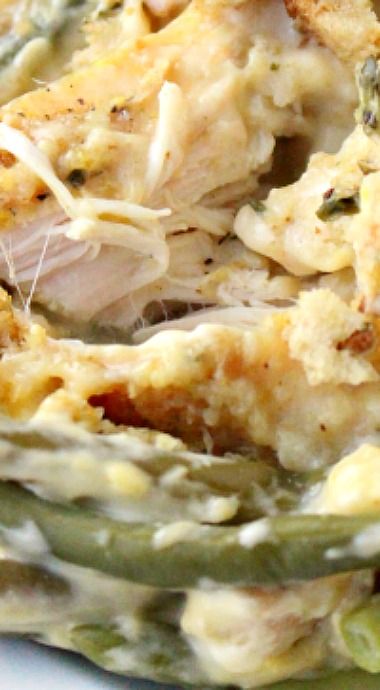 Creamy Crockpot Chicken Stuffing and Green Beans - BEST FOOD