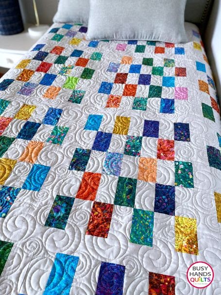 Busy Hands Quilts: Gridwork Throw Quilt in Painterly Petals!