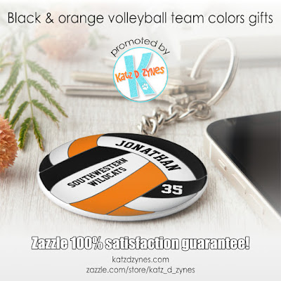 Volleyball black and orange team colors gifts