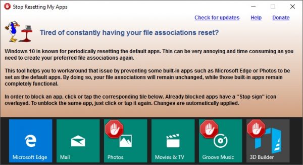 Evite que Windows 10 restablezca las aplicaciones predeterminadas