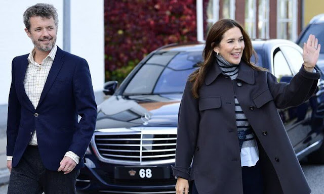 The Crown Prince Couple's Awards 2021. Crown Princess Mary wore a grey over shirt light military, and stripe knit sweater