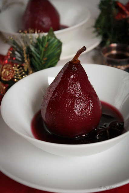 French Food Friday - Poached  Pears in Red Wine