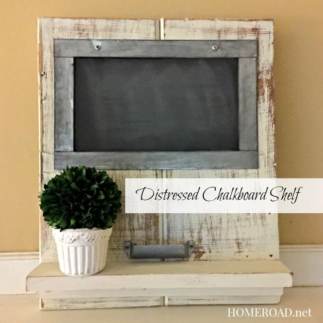 Distressed chalkboard shelf www.homeroad.net