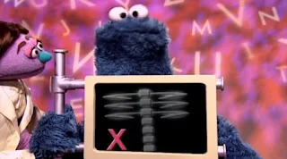 Letter of the Day X. The Doctor observes Cookie Monster with the x-ray machine. Sesame Street Alphabet Songs