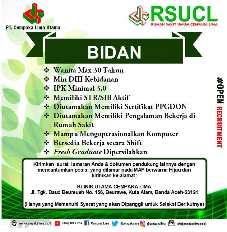 Lowongan Kerja Banda Aceh: RSU Cempaka Lima Rekrutmen Besar-besaran (30