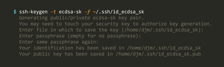 generate openssh fido keys