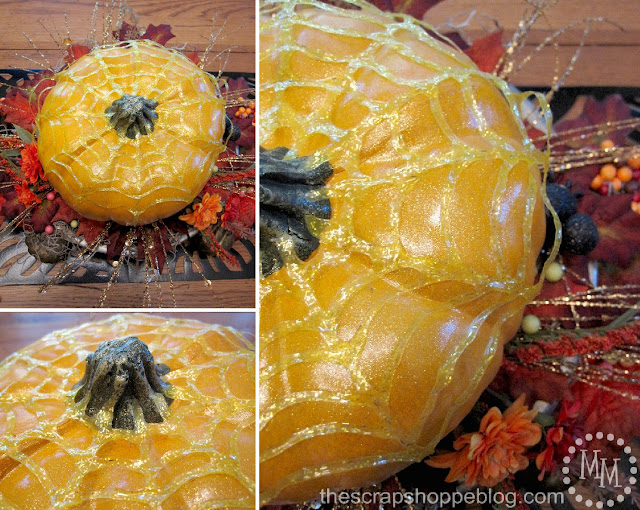 glitter glue spider web pumpkin