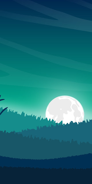 Moon landscape evening minimalist wallpaper