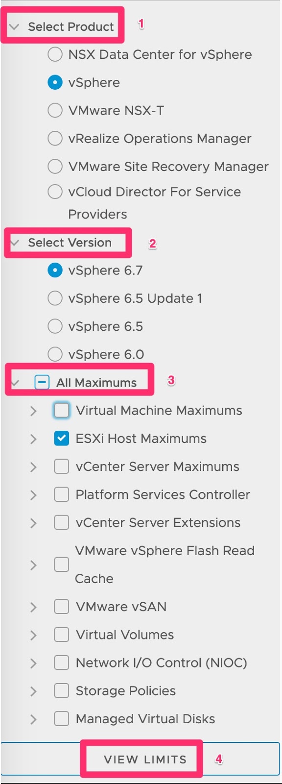 VMware Configuration Maximum