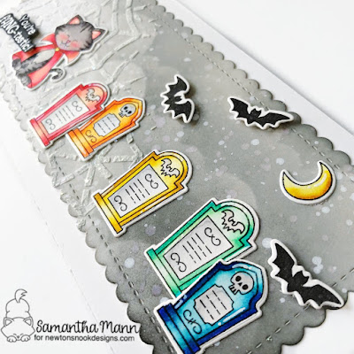 You're Fang-tastic Card by Samantha Mann for Newton's Nook Designs, Halloween Card, Card Making, Slimline Card, Stencil, Halloween #newtonsnook #newtonsnookdesigns #slimlinecard #cardmaking #halloween #halloweencard