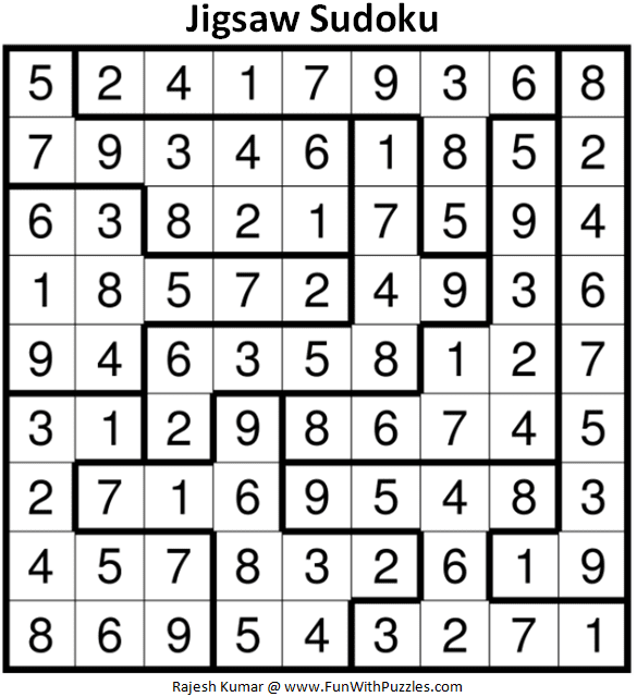 Jigsaw Sudoku Puzzle (Fun With Sudoku 363)