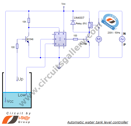 Automatic water tank level controller motor driver circuit ...