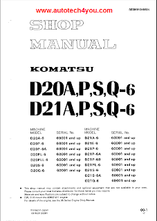 Komatsu D20-6, D21-6, D20-7, D21-7, D21A,P-8 Bulldozer
