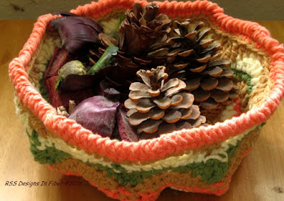  Fall Colors Handmade Basket in Orange, Tan, Cream, Green - Handmade By Ruth Sandra Sperling at RSS Designs In Fiber