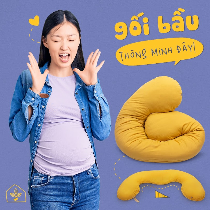 [A159] Gối cho bà bầu nâng đỡ bụng cho mẹ ngủ ngon - Gối bầu đậu khuyết