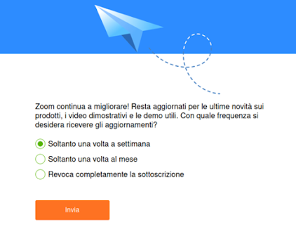 Zoom Imposta preferenze newsletter