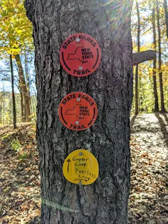 Trail markers in Saratoga Spa State Park