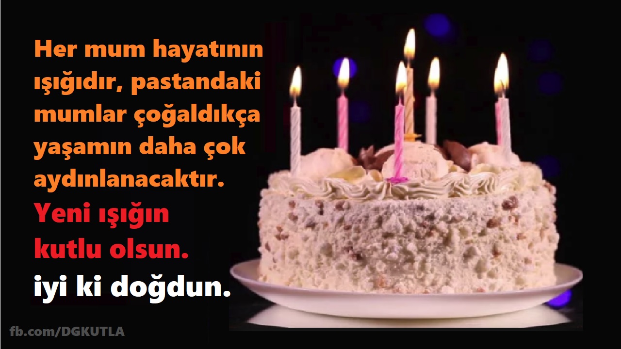 Mumlu Pasta Anlamlı Yazı ile doğum günü tebrik kartı