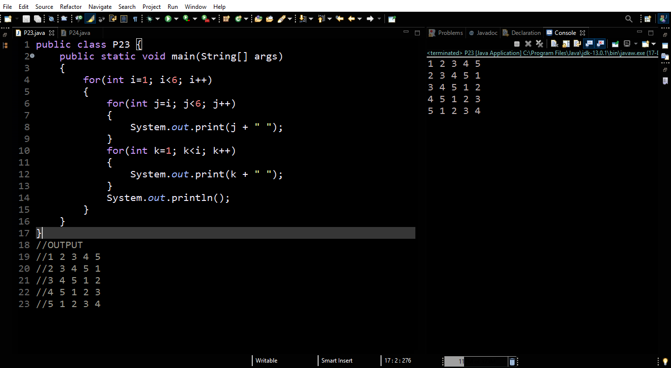Basic Java Programs: Pattern 23 and 24