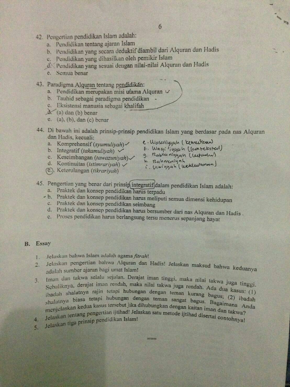 Contoh Soal UAS PAI UPI Catatan Amis