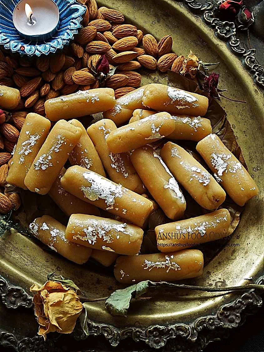 Almond Toffee Rolls Caramel Badam Rolls Butterscotch Almond Rolls