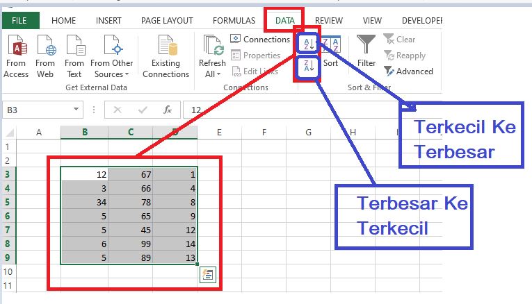 mengurutkan data di Excel