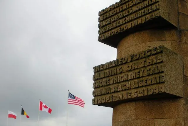 Paris to Normandy Road Trip: pillar marking the site of the Allied landing